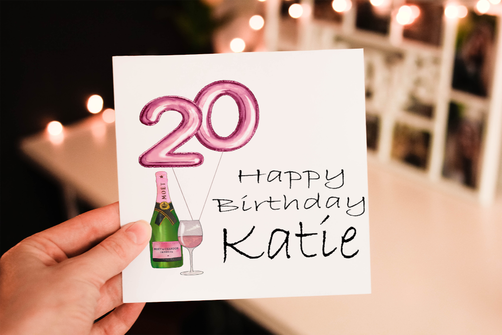 20th Birthday Personalised Card, Card for 20th Birthday